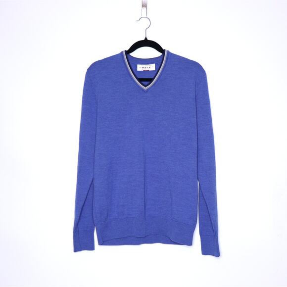 DALE OF NORWAY Kristian V Neck Sweater Blue Long Sleeves Casual Men's M - Picture 1 of 15